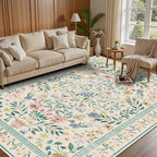 Rugxara Floral Rug for Living Room Bedroom, 6x9 Washable Rug, Vintage Boho Style - Image 4