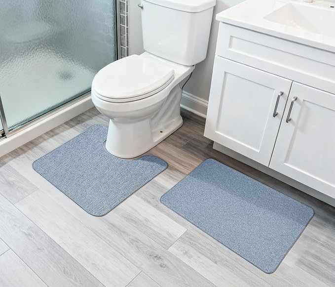 Bosap Bathroom Rugs Set 2 Pieces, Thin Bathroom Mats, Toilet Rugs, Quick Dry - Image 6