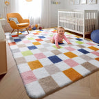 KICMOR Large 6x9 Area Rugs for Living Room, Fluffy Soft Colorful Checkered Shag - Image 5