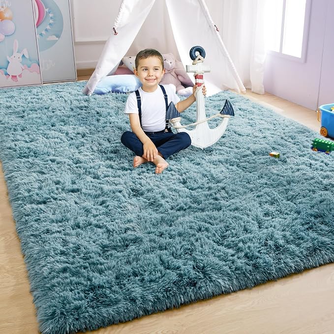 YJ.GWL Area Rugs for Living Room Bedroom, 5x8 Machine Washable Large Teal Carpet - Image 6