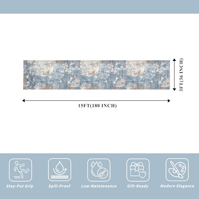 3x15 Ft Long Hallway Runner Rug – Non-Slip Washable Kitchen Floor Rug - Image 2