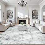 Rugflix 9x12 Washable Area Rugs, Neutral Boho Carpet Living Room Rug Non Slip by RugflixAreaRugs