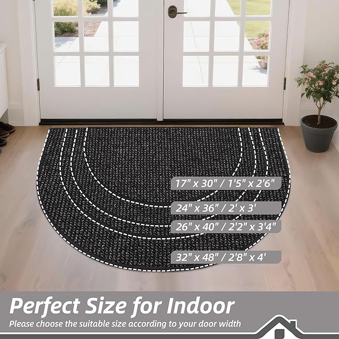BEQHAUSE Dirt Trapper Door Mat 32" x 48" Half Circle Non-Slip Washable Doormats - Image 2