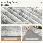 Soalmost Abstract Rug 5x7 Machine Washable Area Indoor Grey White Low Pile - Image 6