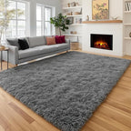 PAGISOFE Grey Fluffy Rugs for Bedroom 4x6 Area Rug Shag Rug for Kids Room Furry - Image 8