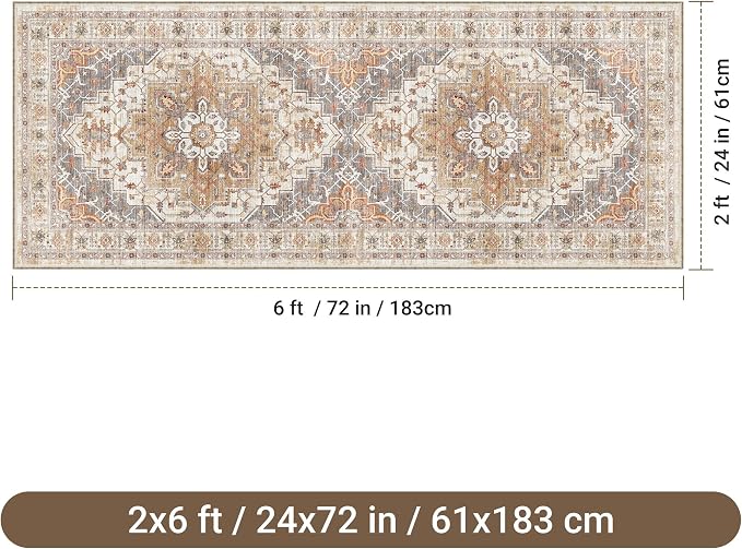 befbee Washable Runner Rug 2x6 Hallway Runner Rug Ultra-Thin Kitchen Rug Non - Image 2