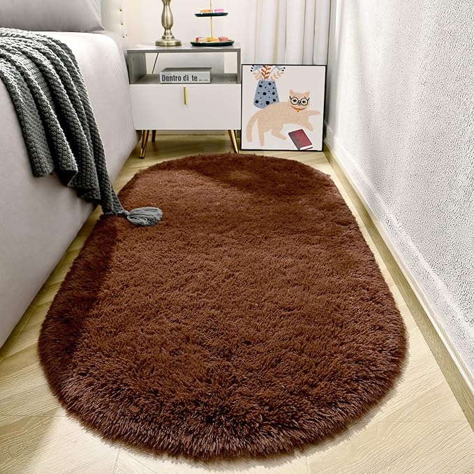LOCHAS Bedroom Rug 2.6' x 5.3', Soft Oval Throw Rugs Carpet - Image 3
