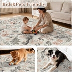 10x14 Area Rugs Washable Rug: Large Boho Living Room Rug Soft Non-Slip Low Pile - Image 6
