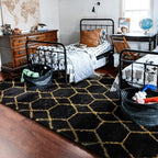 ONASAR 6x9 Area Rugs for Living Room Bedroom, Large Fluffy Black and Gold Throw - Image 8