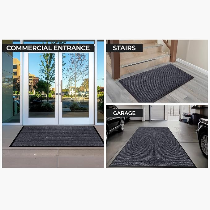 4 Pack Grey Commercial Door Mat 3'x6' Heavy Duty Industrial Floor Mat - Image 6