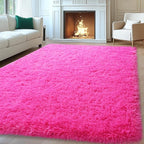 Mugorn Hot Pink Fluffy Soft Rugs by MUGORN