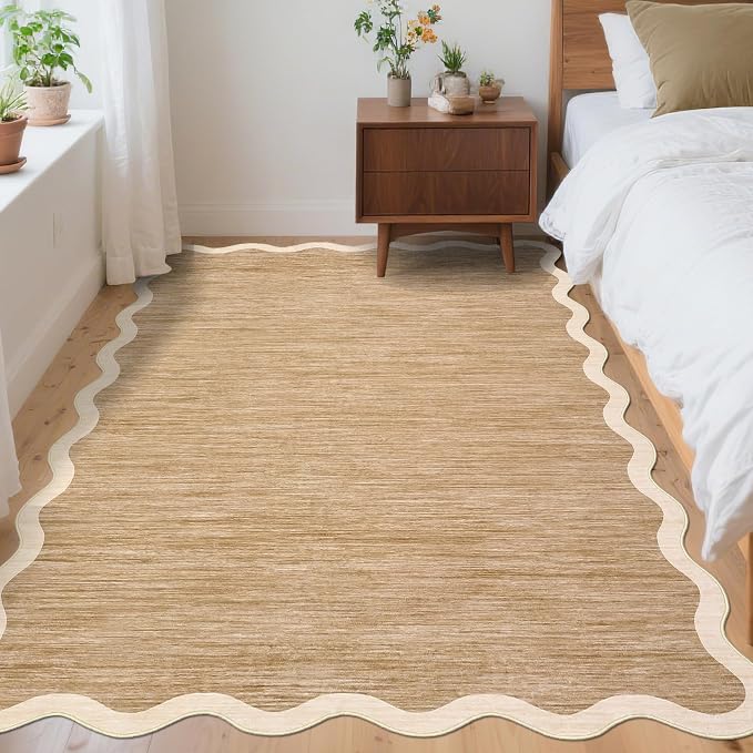 GarveeHome Scalloped Washable Area Rug 4x6 Small Entryway Rug Non Slip Modern - Image 3