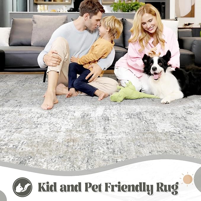 XLUEZ 8x10 Area Rugs for Living Room, Washable Modern Abstract Large Area Rug - Image 3