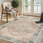 Rugxara 3x5 Orange Washable Entryway Rug, Non Slip Boho Runner Rugs - Image 2