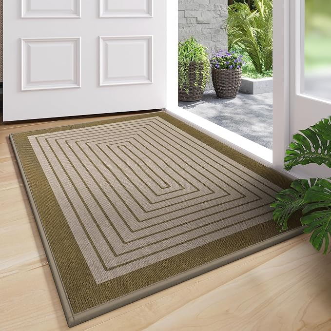Front Door Mat 24''x35'', Absorbent Dirt Resist Washable Non Slip Low-Profile by QiCaiJia