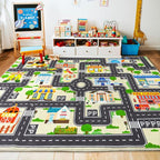 Car Rug Play Mat for Kids Toy Cars, City Road Traffic Playmat for Kid Bedroom - Image 2