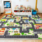 Car Rug Play Mat for Kids Toy Cars, City Road Traffic Playmat for Kid Bedroom - Image 2