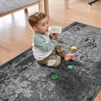 3x12 Black Rug Runners for Hallways Kitchen Runner Rug Non Slip Washable Black - Image 3