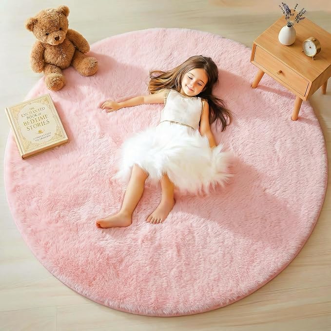 ONASAR Light Pink Round Area Rugs 5ft - Image 3