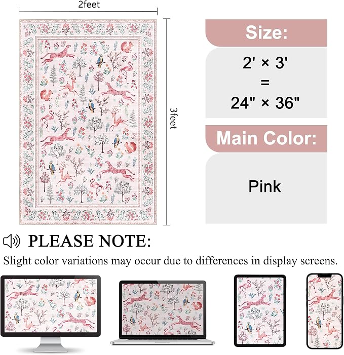 DUKINO 2x3 Rug, Washable Animal Rugs - Image 2