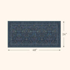 Washable 2x4 Entryway Rugs, Oriental Floral Small Blue Kitchen Rugs, Thin - Image 2