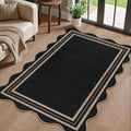 Scalloped Easy Jute 3x5 Outdoor Rug, Washable Rugs by LORWER