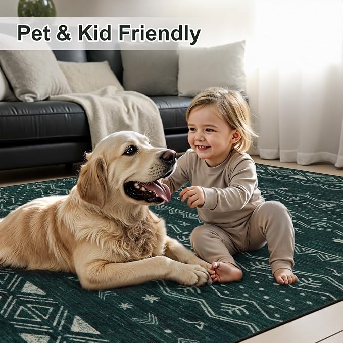 SERISSA 2x3 Rugs for Entryway, Washable Non-Slip Dark Green Small Area Rug - Image 6