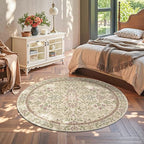 jinchan Zenith Round Rug 6ft Area Rug Soft 6'Round Vintage Floral Rug Non-Slip - Image 4