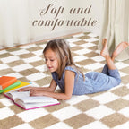 Super Soft Rug for Bedroom, 8x10 Ft Beige and White Area Rug Classic Checkered - Image 4