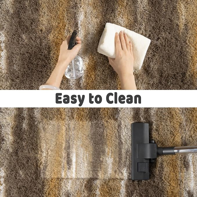 Soft Runner Rugs for Bedroom Hallways, 2x6 Abstract Brown Fluffy Shag Throw - Image 6