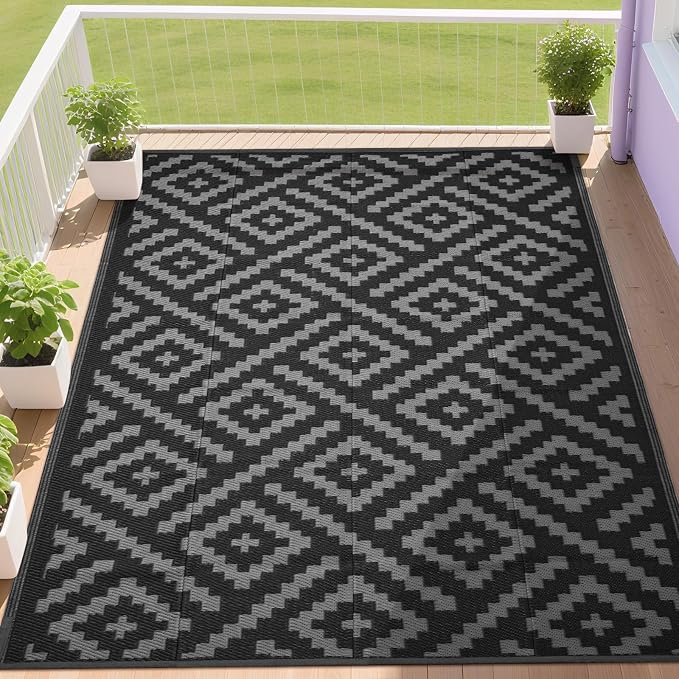 RURALITY Outdoor Rugs 5x8 Feet for Patios Clearance, Plastic Straw Waterproof by RURALITY