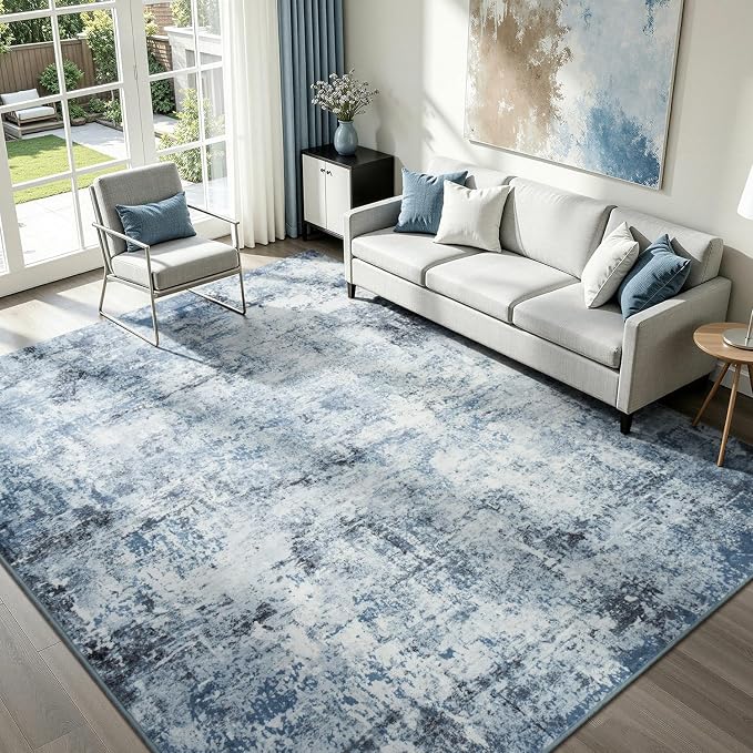 Rugflix 8x10 Area Rugs for Living Room, Washable Large Rug Stain-Resistant Low by RugflixAreaRugs