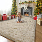 Amdrebio Beige Area Rugs for Living Room Bedroom, 6x9 Fluffy Plush Shag Furry - Image 7