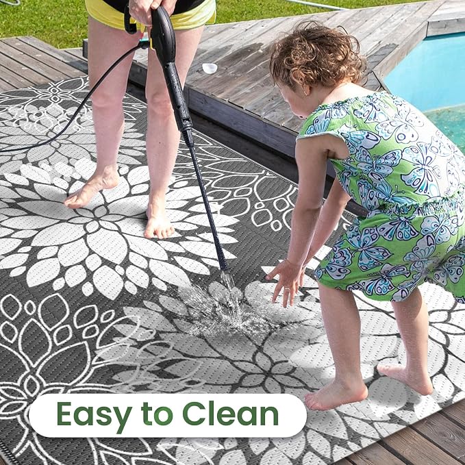 LuxStep Outdoor Rug Waterproof Outdoor Plastic Straw Rug Reversible Patio Rug - Image 5