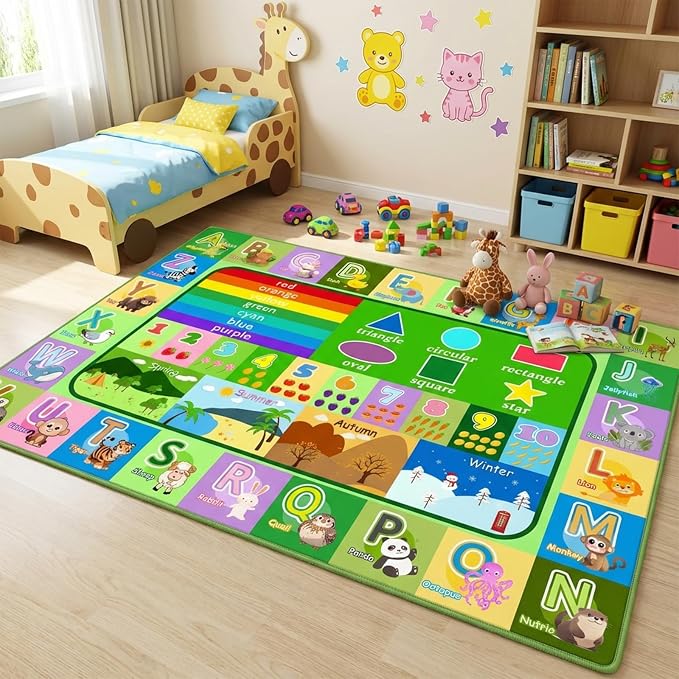 3x5ft Kids Educational Rug, Non-Slip Machine Washable ABC Alphabet Mat & by OGPJKEQR