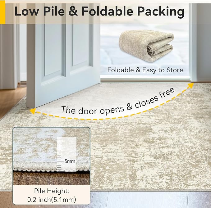 RELEANY Washable Area Rugs 5'x7' Non-Slip Modern Abstract Soft - Image 8