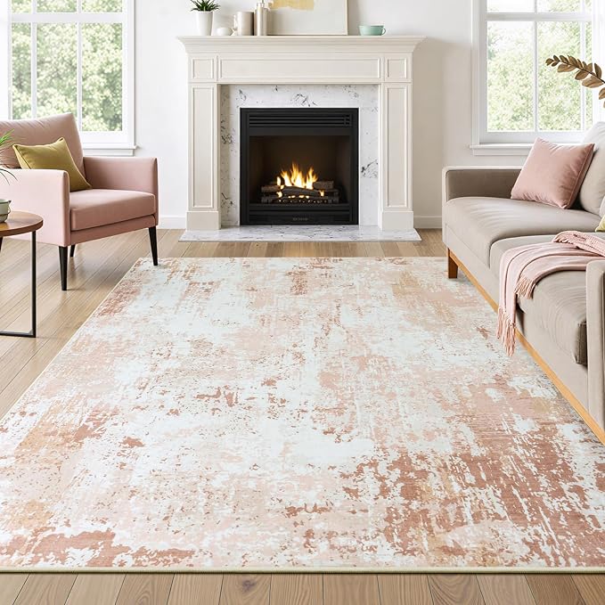 5x7 Area Rugs, Neutral Machine Washable Rugs by Carpelux