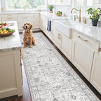 Floral Hallway Runner Grey Carpet Non-Slip, 3x7 Washable Rug Ultra-Thin Soft by WelcometoBabovid