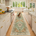 RELEANY Area Rugs Runner 3'x10' Washable Non-Slip, Floral Vintage Distress by RELEANY