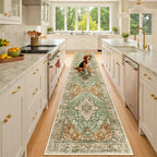 RELEANY Area Rugs Runner 3'x10' Washable Non-Slip, Floral Vintage Distress by RELEANY
