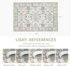 5x7 Washable Area Rugs Beige and Sage Green Vintage Boho Floral Farmhouse Rug - Image 2