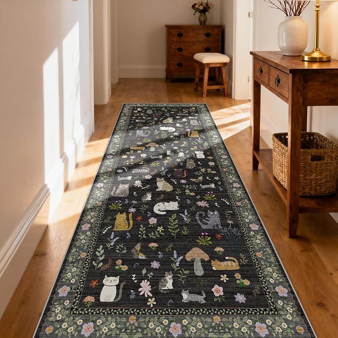 3x7 Washable Rug Runner, Non Slip Low Pile Hallway Cat Runner Rug, Stain - Image 6