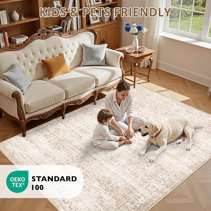 3x5 Area Rugs Living Room Rug: Washable Vintage Boho Rug No Slip Stain - Image 8