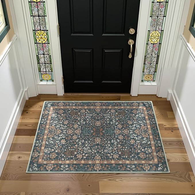 jinchan Zenith Floral 3x5 Area Rug Machine Washable Soft Low-Pile Non-Slip - Image 2