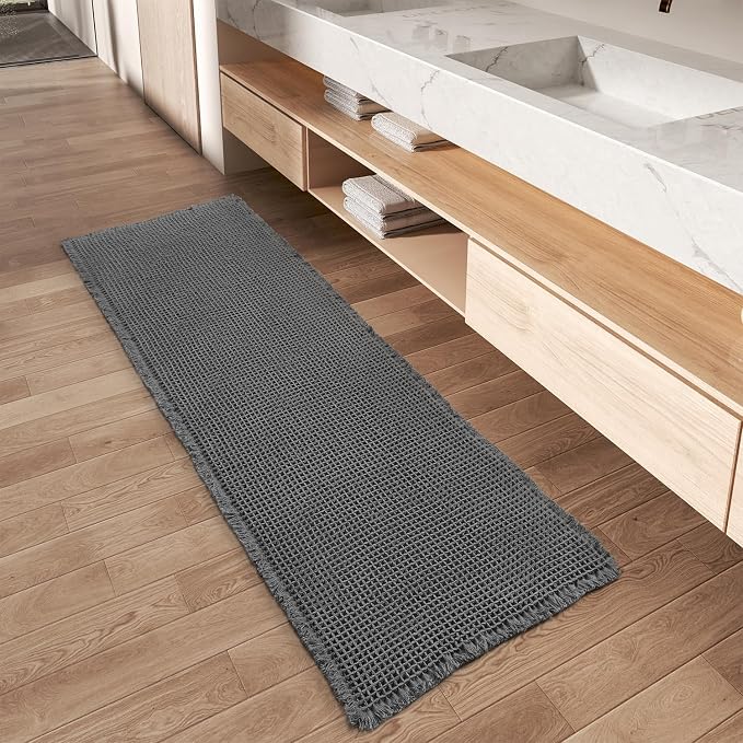 Upgraded Waffle Runner Rug, Super Absorbent Non Slip Bath Mats by AMOAMI