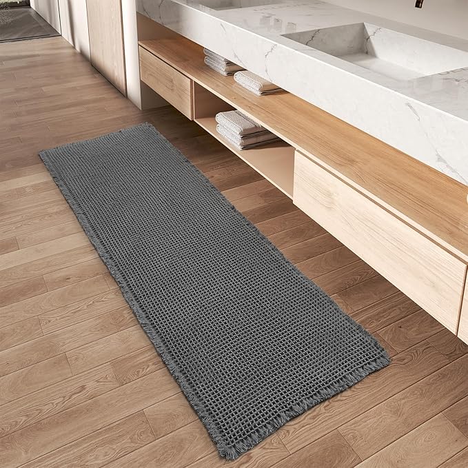 Upgraded Waffle Runner Rug, Super Absorbent Non Slip Bath Mats by AMOAMI