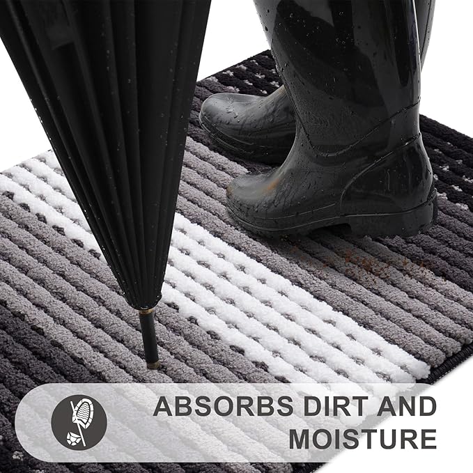 Kitinjoy Indoor Outdoor Door Mat, 59x20 Non-Slip Absorbent Dirt Trapper - Image 2