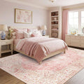 Latte&Fog Pink Area Rugs 8x10, Vintage Cute Large Washeble Rugs by LatteFog