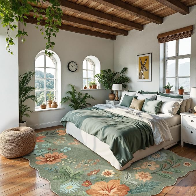 Lahome Floral Washable 6x9 Area Rugs, Soft Bedroom Rug - Image 3