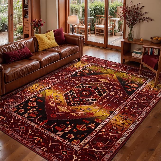SERISSA 5x7 Boho Area Rug, Washable Non-Slip Rugs - Image 3